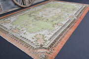 El yapımı vintage halı 183x274 cm oryantal desenli yün - detay görünümü
