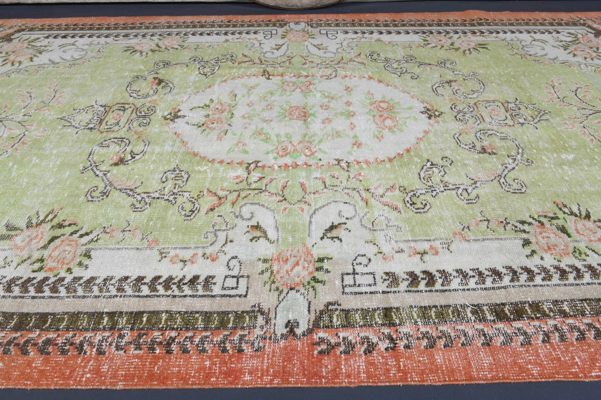 El yapımı vintage halı 183x274 cm oryantal desenli yün - desen detayı