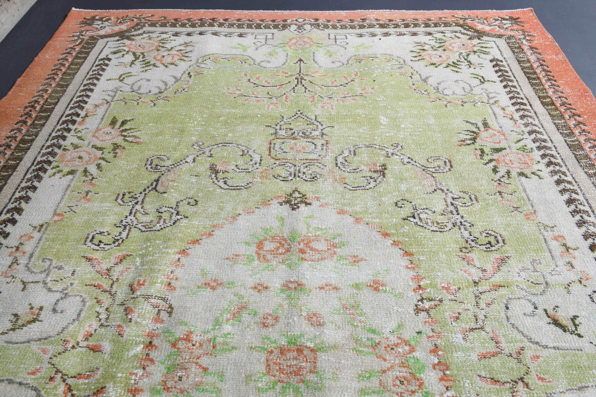 El yapımı vintage halı 183x274 cm oryantal desenli yün - üstten görünüm
