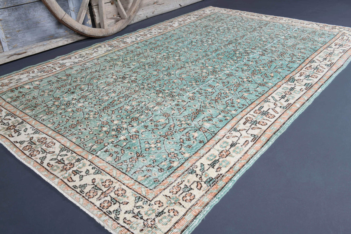 Green Floral Hereke Vintage Area Rug