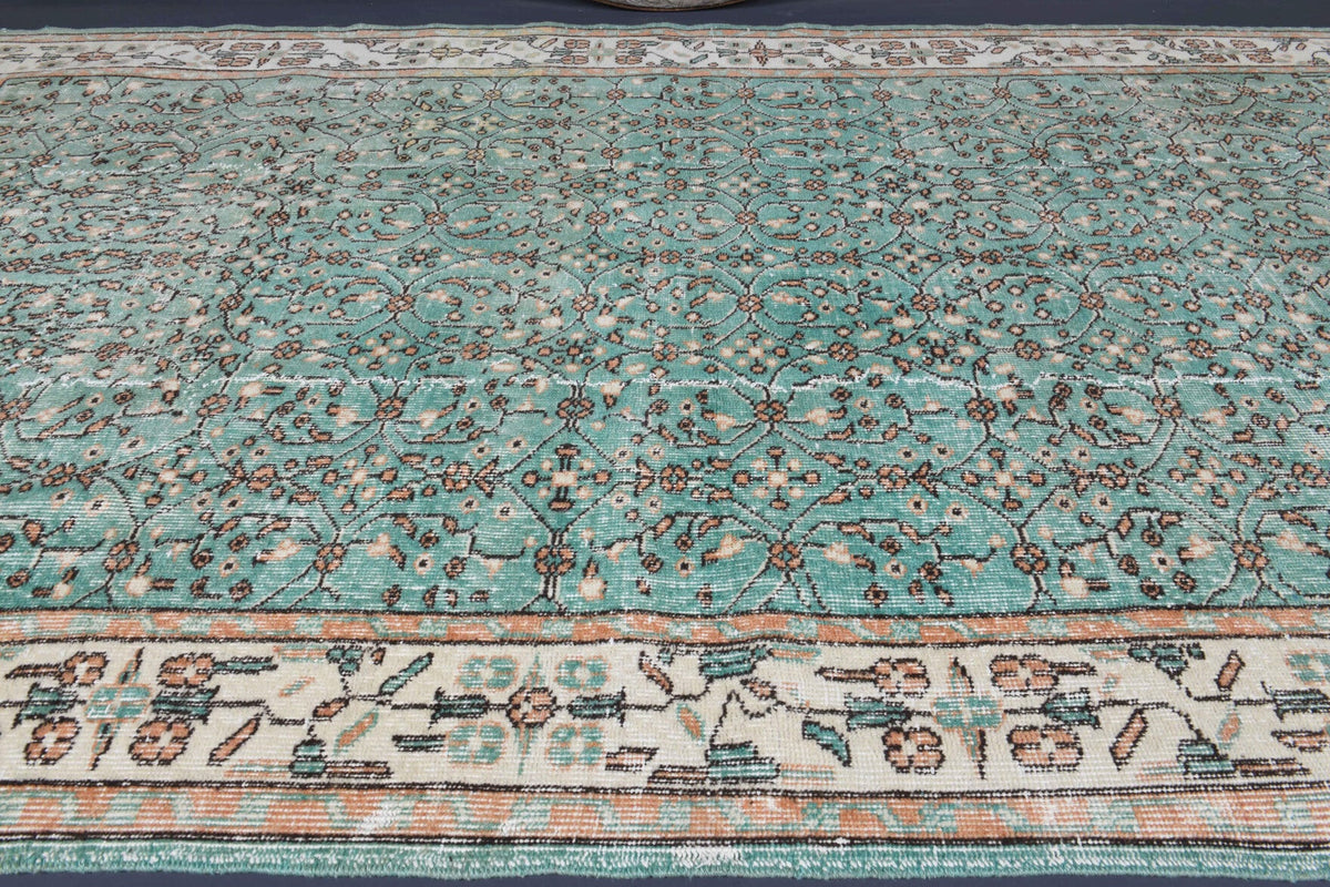 Green Floral Hereke Vintage Area Rug