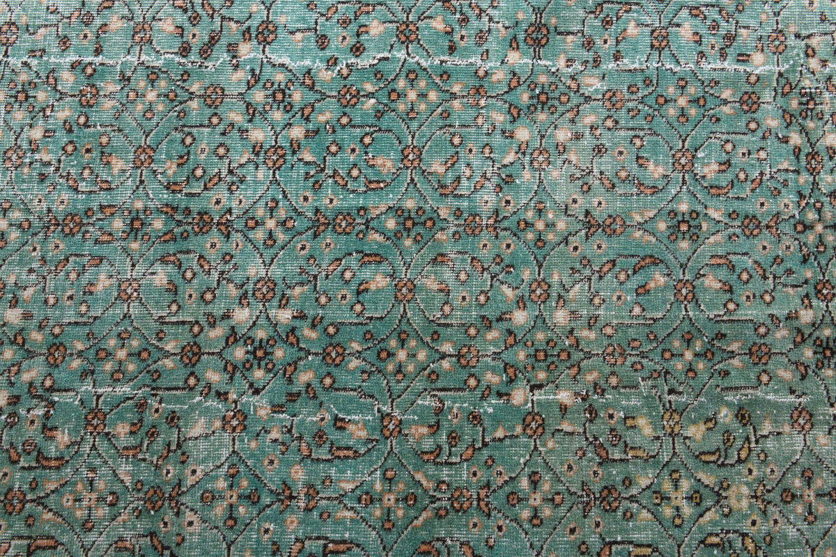Green Floral Hereke Vintage Area Rug