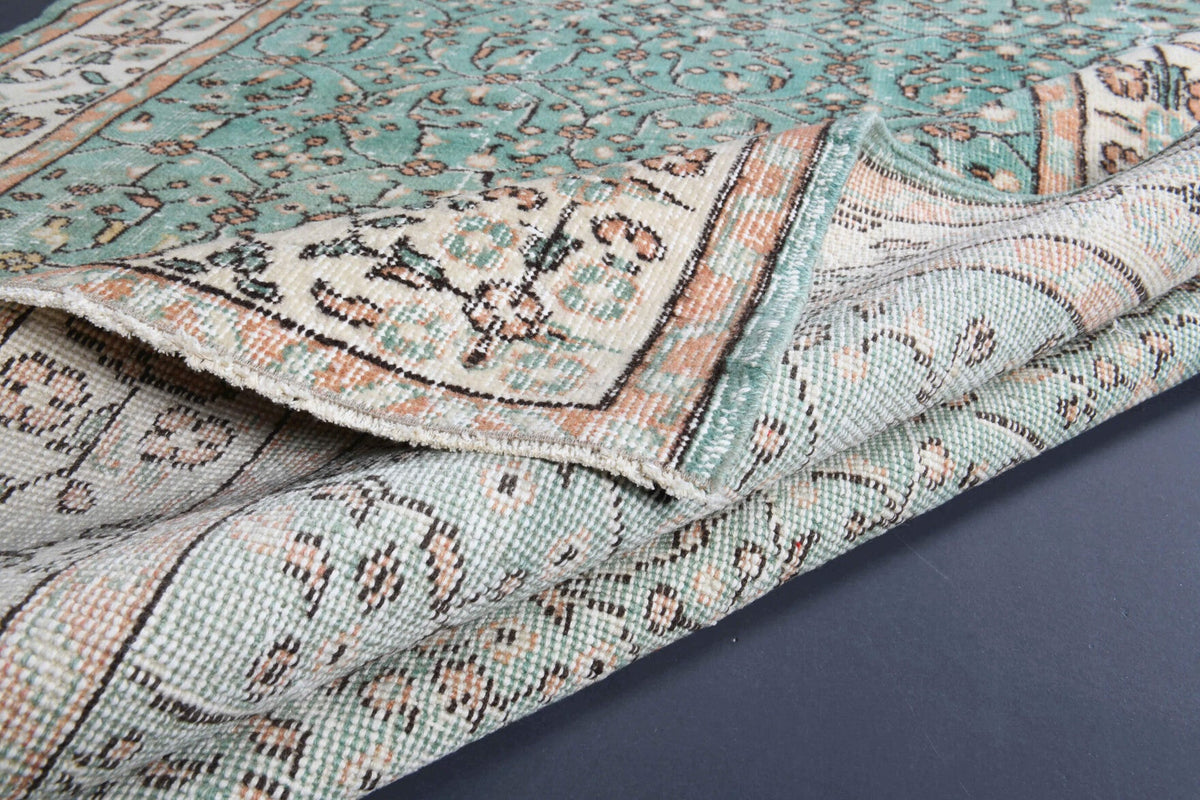 Green Floral Hereke Vintage Area Rug
