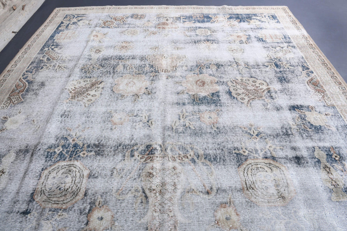 El yapımı vintage halı 203x310 cm oryantal desenli yün - üstten görünüm