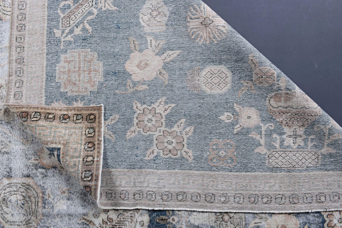 El yapımı vintage halı 203x310 cm oryantal desenli yün - farklı açıdan görünüm