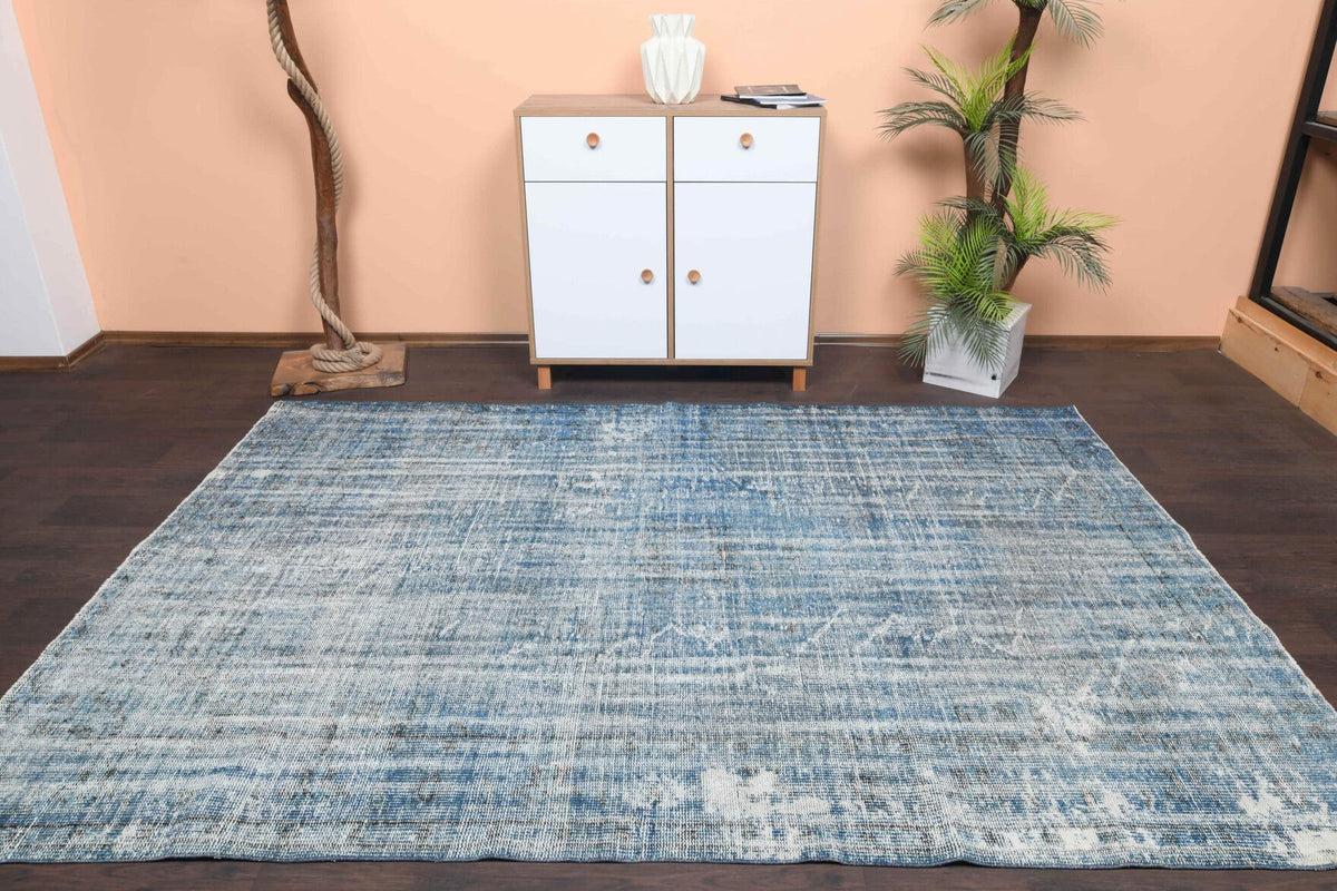 Blue Oushak Vintage Area Rug