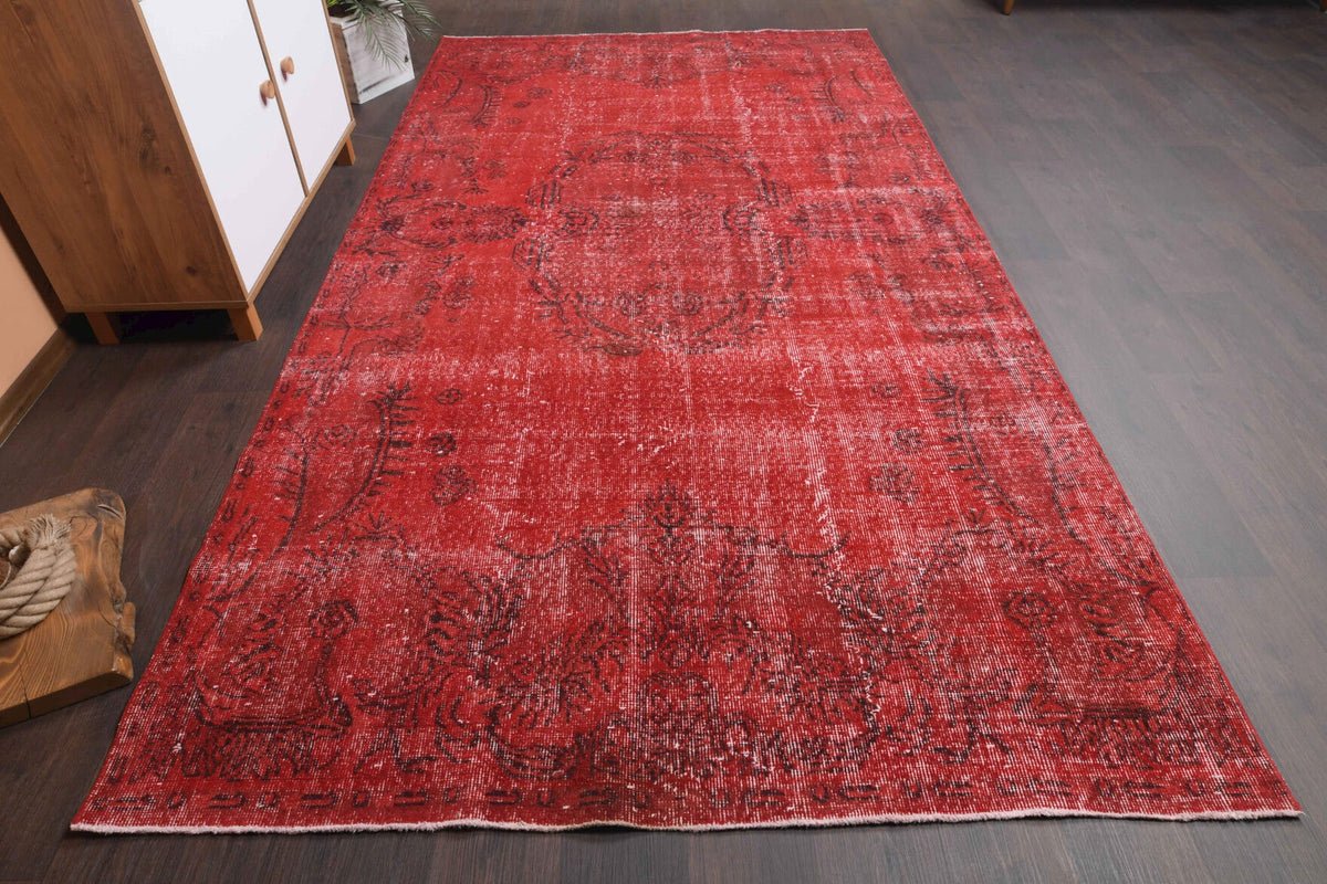 El yapımı vintage halı 163x307 cm tribal desenli yün - yakın çekim doku detayı