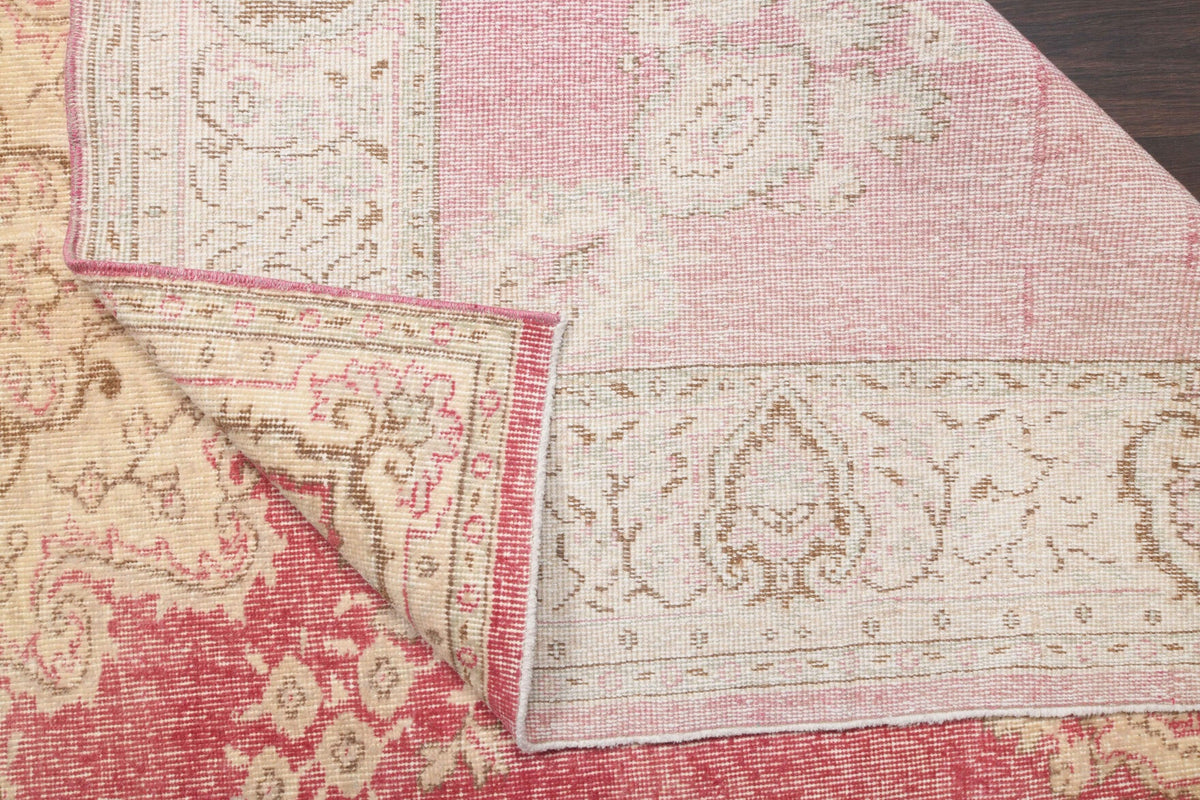 El yapımı vintage halı 185x290 cm bordürlü desenli yün - desen detayı