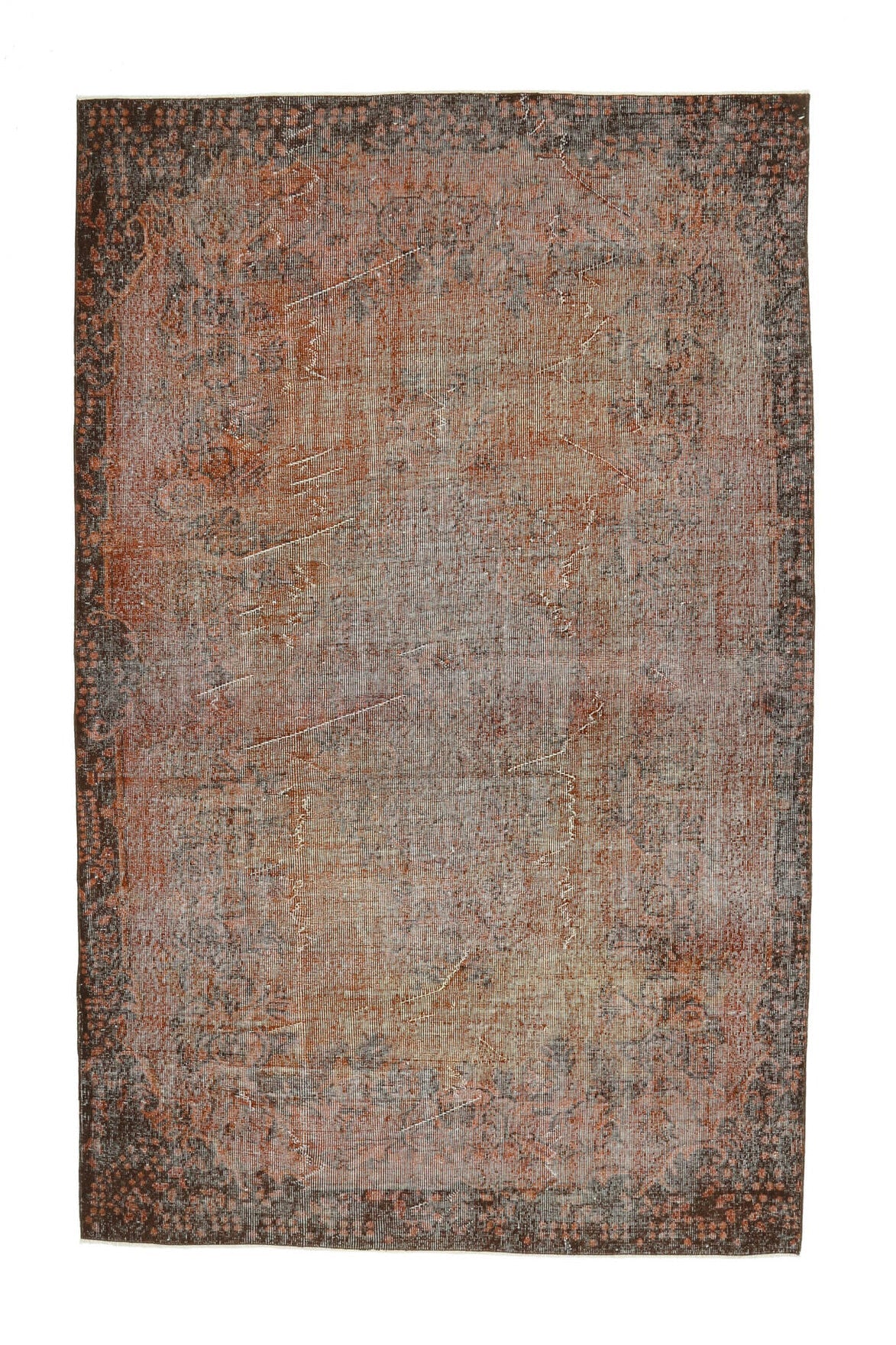 El yapımı vintage halı 183x274 cm oryantal desenli yün - mekan görünümü