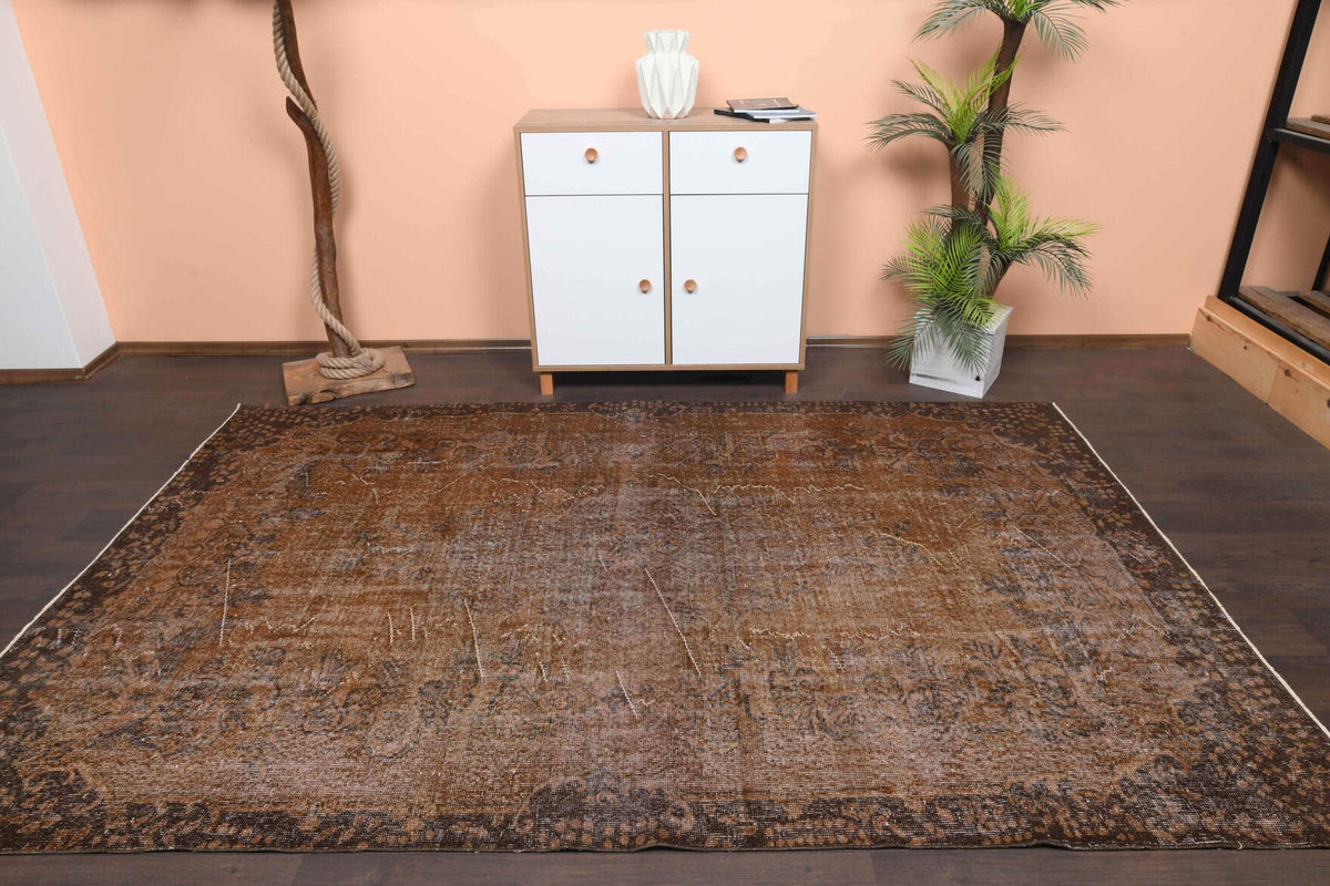 El yapımı vintage halı 183x274 cm oryantal desenli yün - detay görünümü
