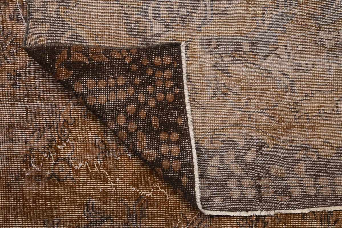 El yapımı vintage halı 183x274 cm oryantal desenli yün - kenar ve saçak detayı
