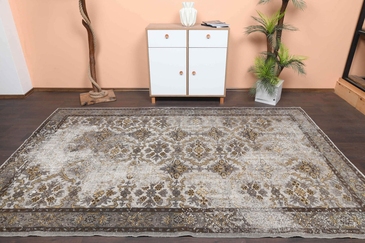 1960s Distressed Vintage Hereke Area Rug