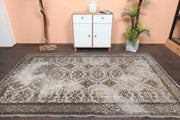 El yapımı vintage halı 188x305 cm bordürlü desenli yün - detay görünümü