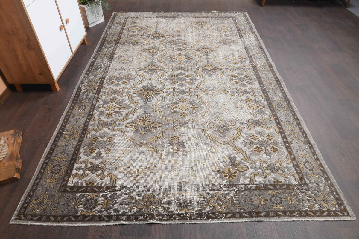 1960s Distressed Vintage Hereke Area Rug