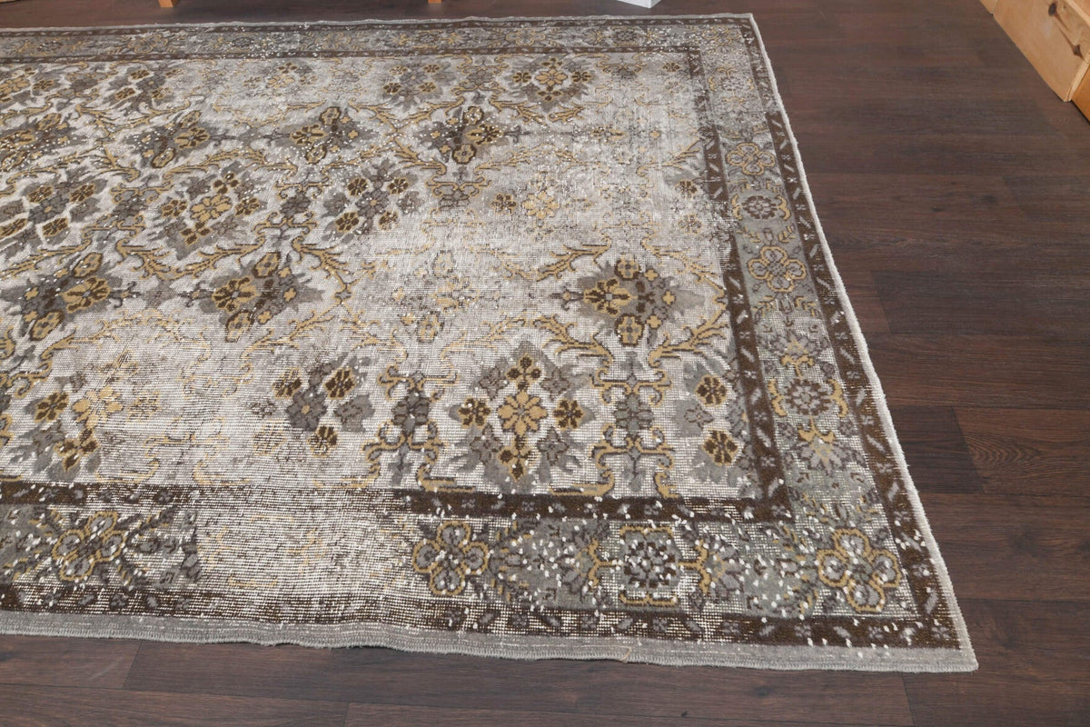 1960s Distressed Vintage Hereke Area Rug