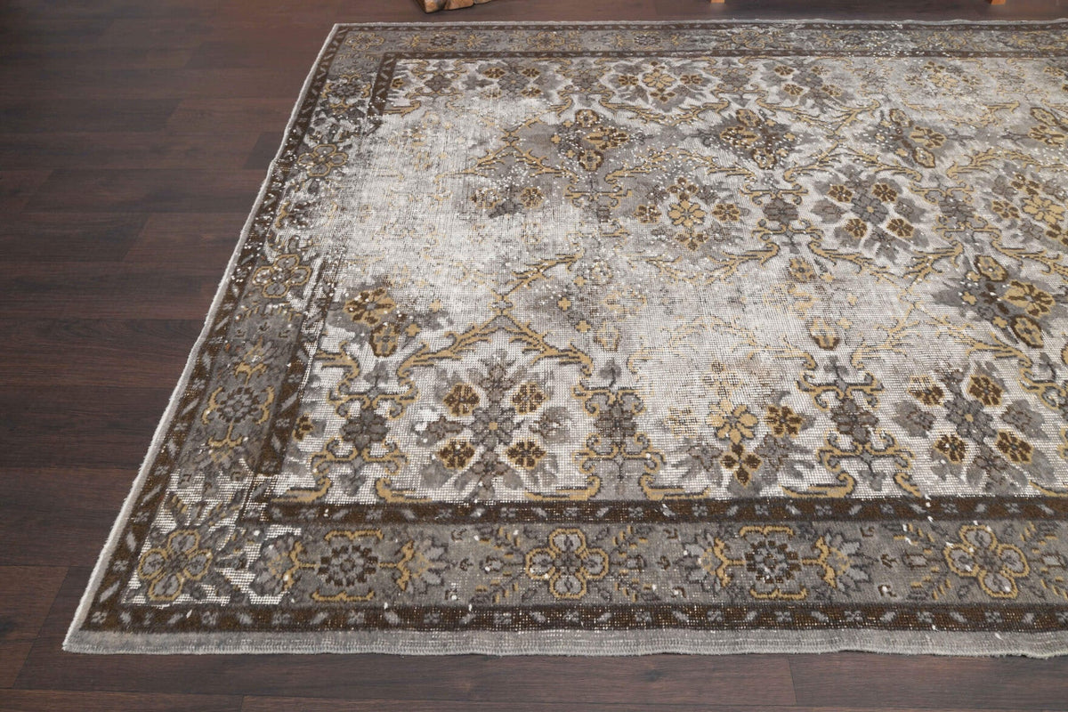 1960s Distressed Vintage Hereke Area Rug