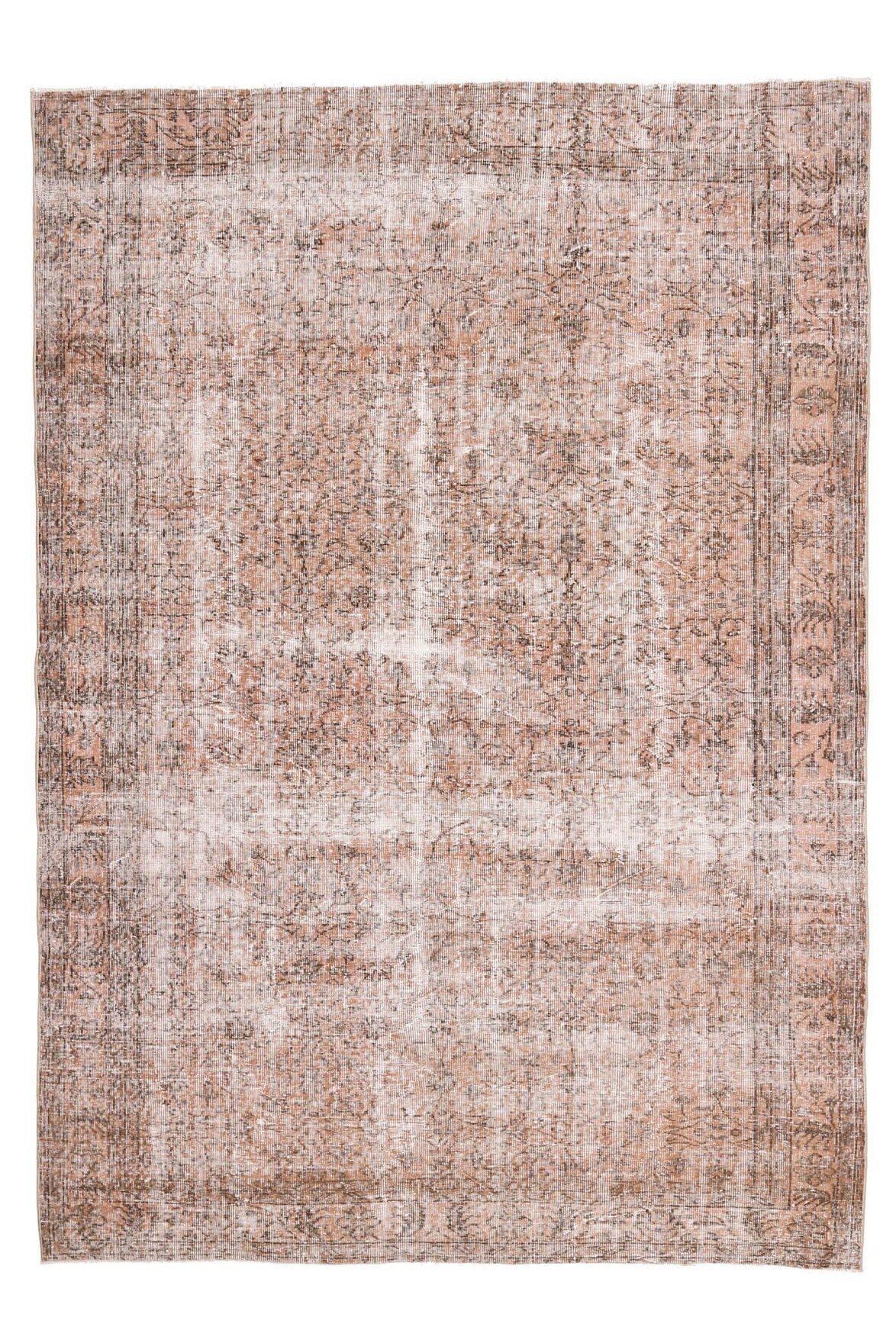 El yapımı vintage halı 201x284 cm çiçek desenli desenli yün - açık alan görünümü