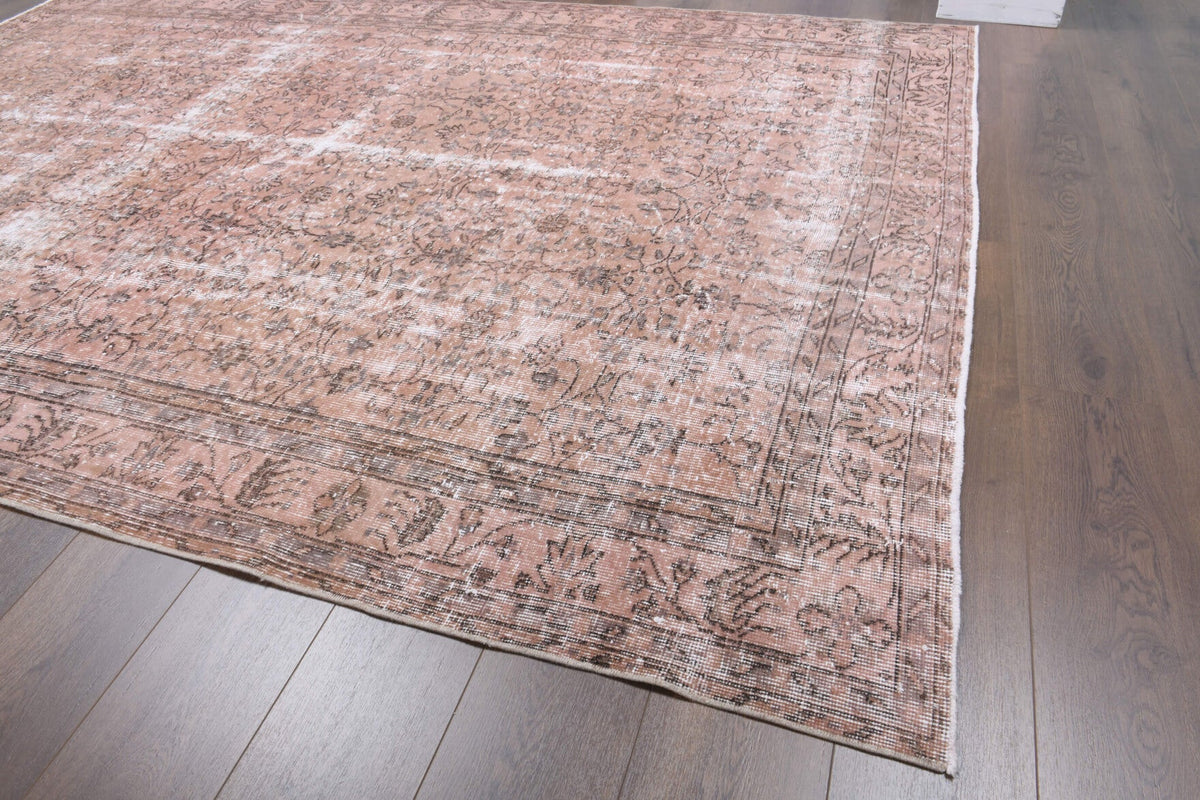 El yapımı vintage halı 201x284 cm çiçek desenli desenli yün - mekan görünümü