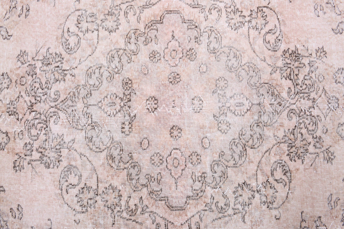 El yapımı vintage halı 183x274 cm oryantal desenli yün - yakın çekim doku detayı