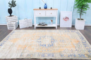El yapımı vintage halı 183x274 cm oryantal desenli yün - detay görünümü