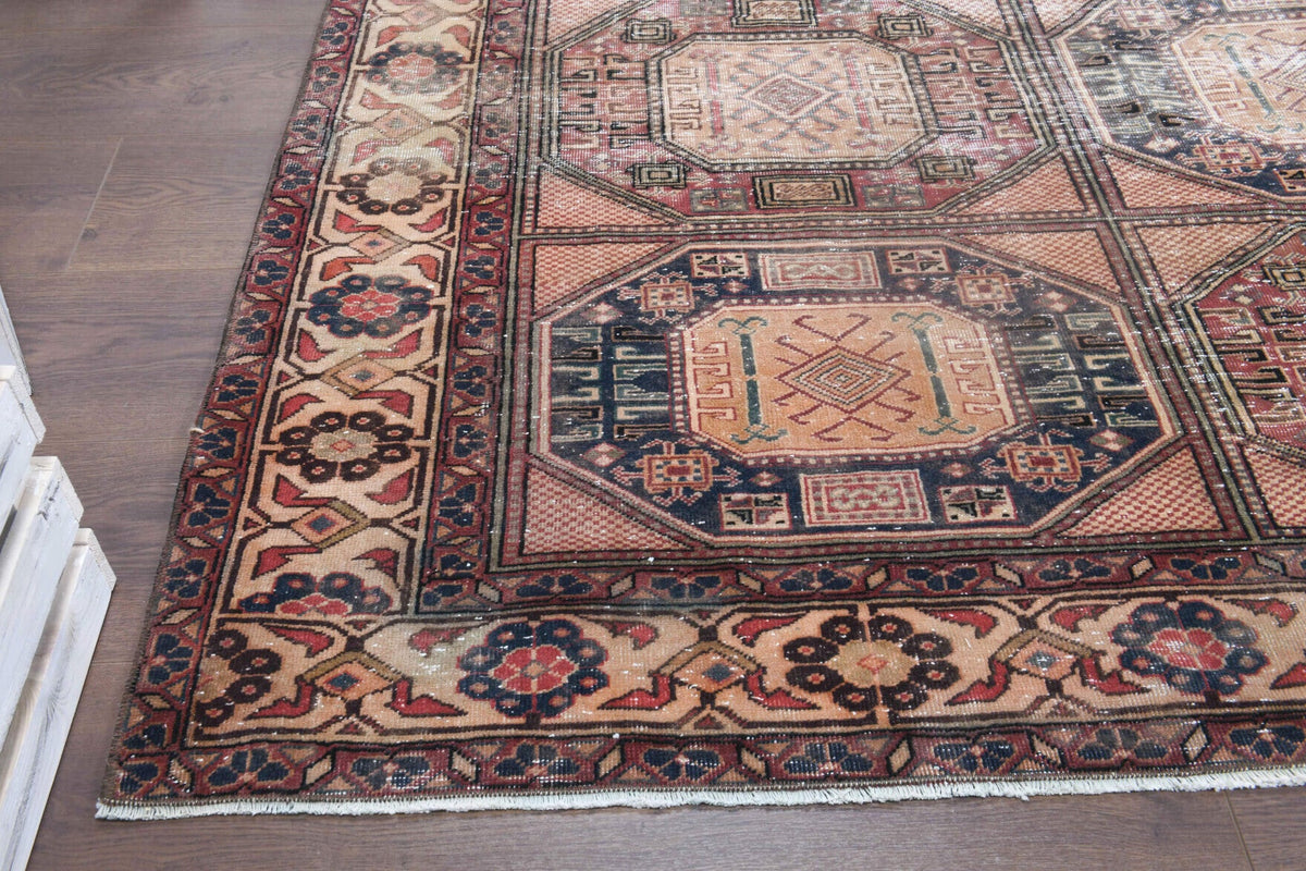 El yapımı vintage halı 183x274 cm i̇kat desenli yün - desen detayı