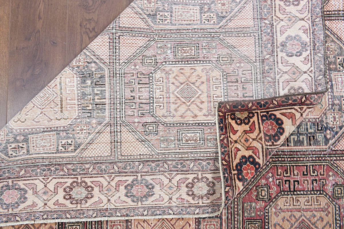 El yapımı vintage halı 183x274 cm i̇kat desenli yün - farklı açıdan görünüm