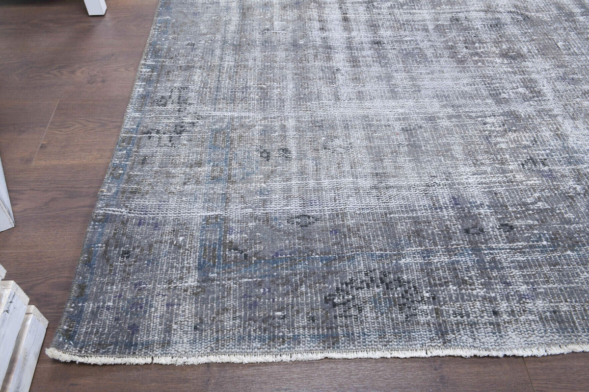 El yapımı vintage halı 183x274 cm soyut desenli yün - kenar ve saçak detayı
