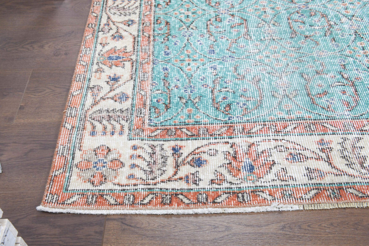 Vintage Hereke Turquoise Area Rug