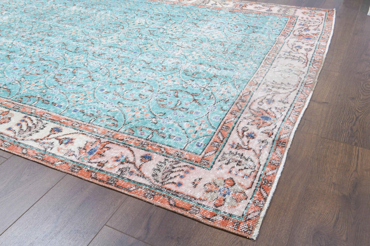 Vintage Hereke Turquoise Area Rug