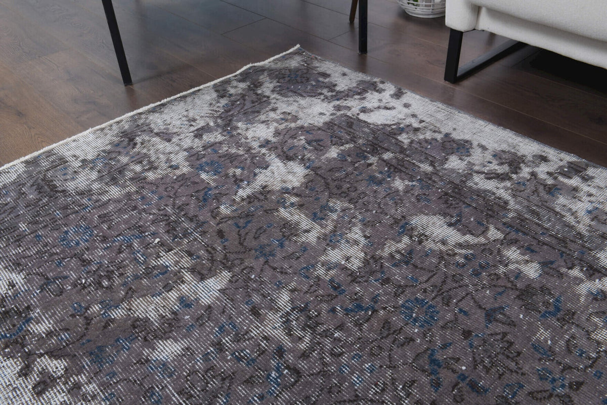 El yapımı vintage halı 203x307 cm çiçek desenli desenli yün - üstten görünüm