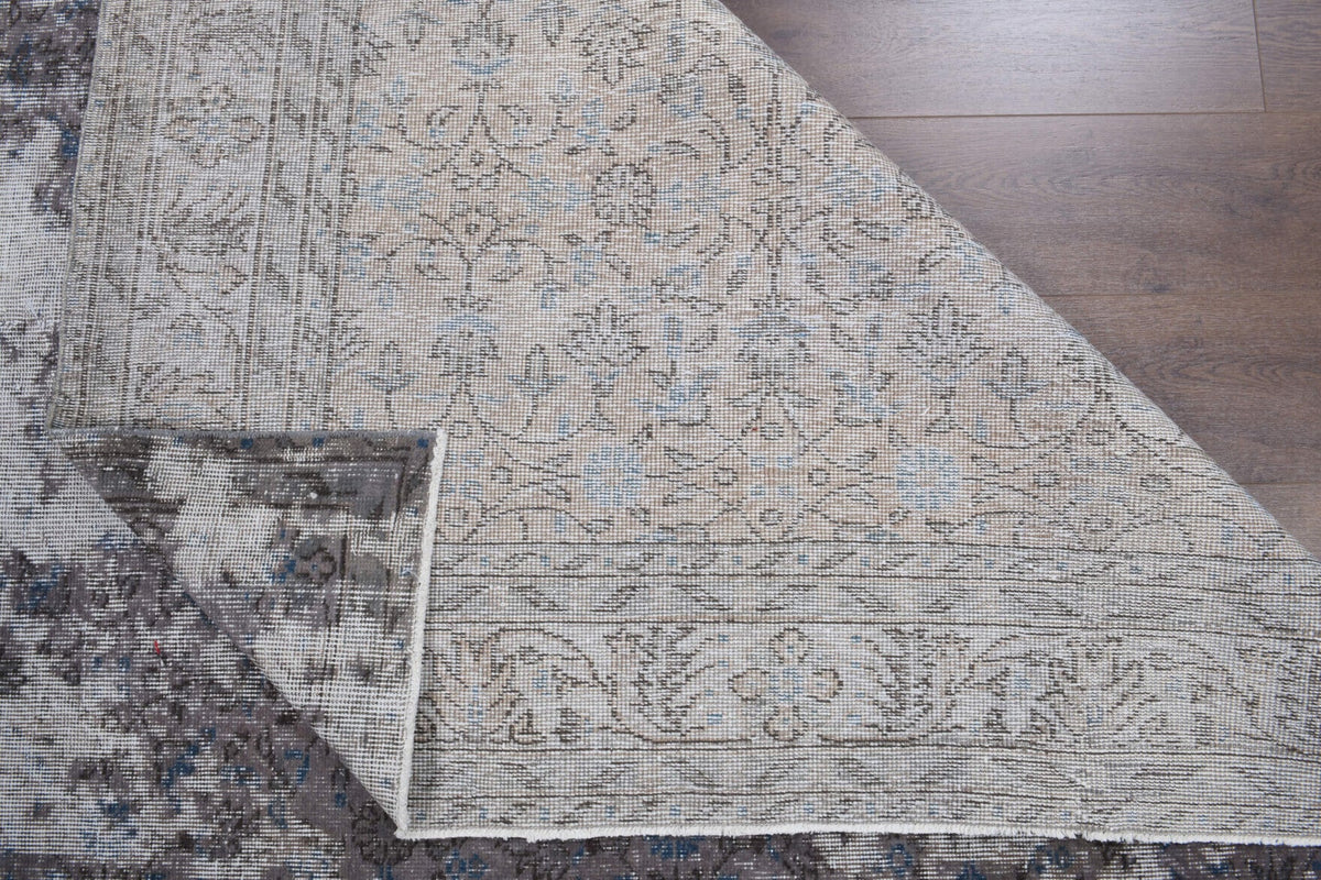 El yapımı vintage halı 203x307 cm çiçek desenli desenli yün - açık alan görünümü