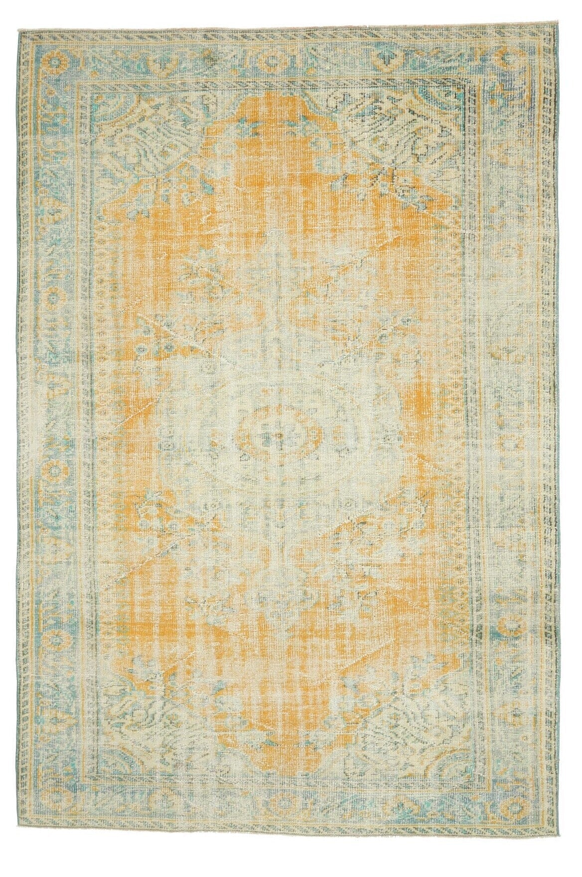 El yapımı vintage halı 183x274 cm oryantal desenli yün - açık alan görünümü