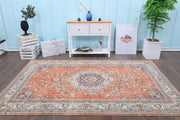 El yapımı vintage halı 152x274 cm oryantal desenli yün - detay görünümü
