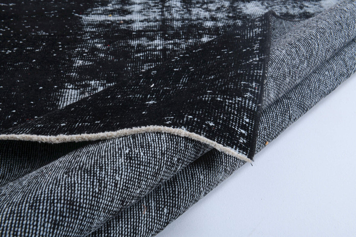 Vintage Turkish Black Area Anatolian Rug