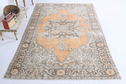 El yapımı vintage halı 183x274 cm oryantal desenli yün - detay görünümü
