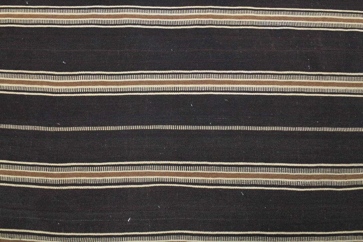 Black Striped Flatweave Carpet