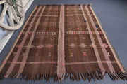 1960'lardan Anadolu kökenli çizgili el dokuma vintage kilim, 185x230 cm