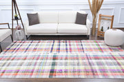 1960'lardan Anadolu kökenli kareli el dokuma vintage kilim, 182x310 cm