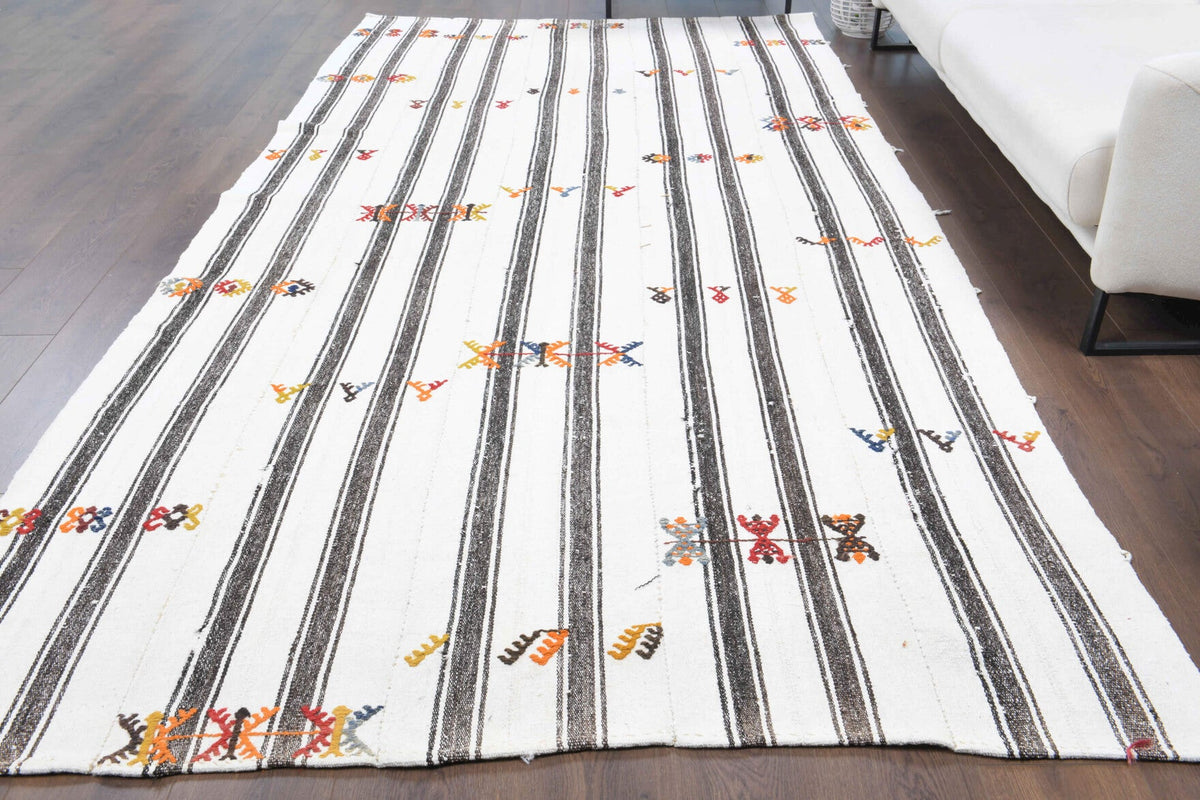 Vintage White Kilim Area Rug