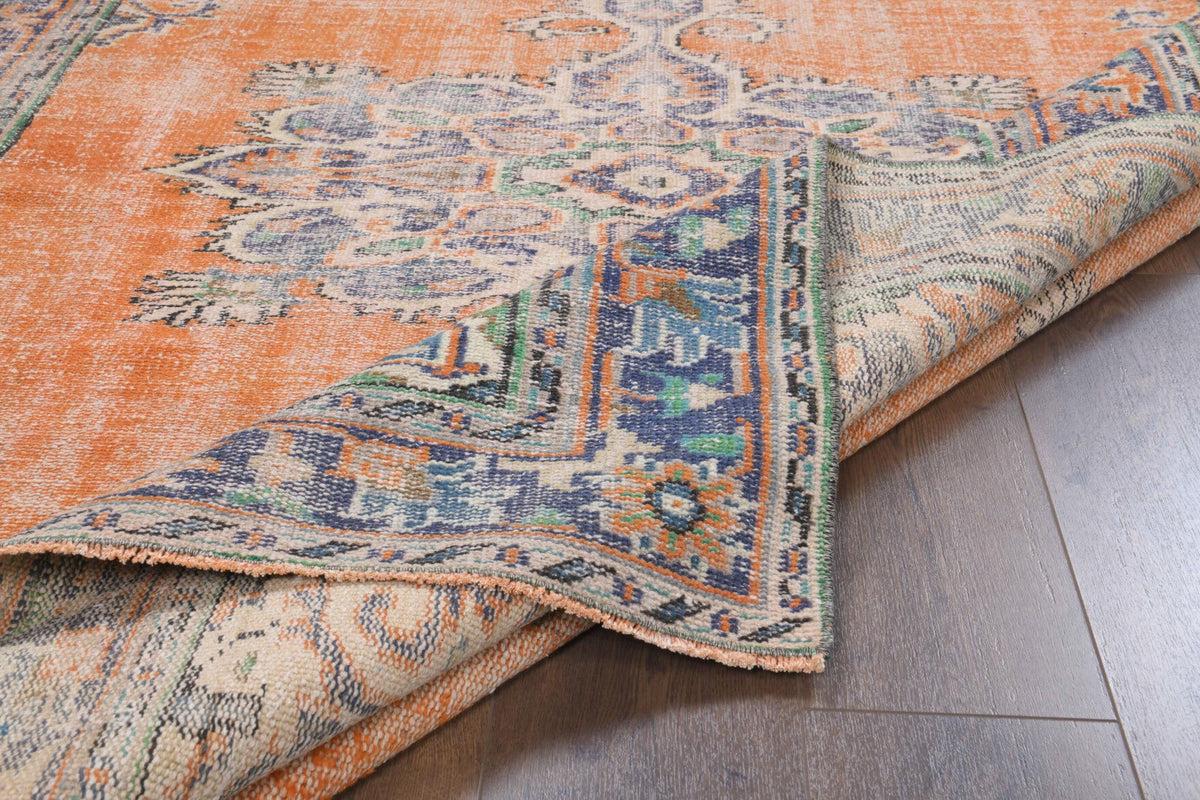 Orange Anatolian Oriental Vintage Area Rug