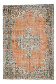 Orange Anatolian Oriental Vintage Area Rug