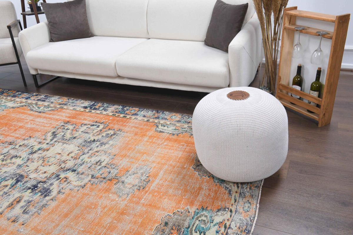 Vintage Orange Oushak Oriental Area Rug
