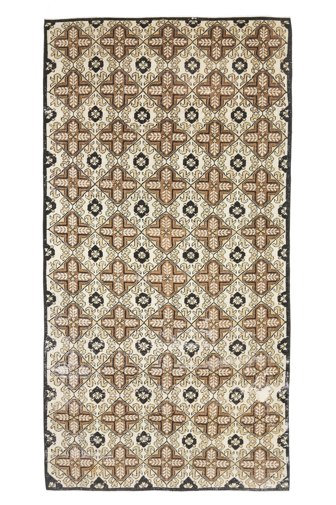 Hereke Ikat Pattern Vintage Area Rug