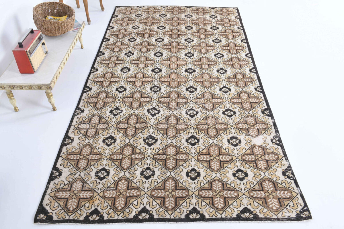 Hereke Ikat Pattern Vintage Area Rug