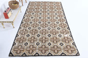 1970'lerden Anadolu kökenli ikat desenli el dokuma vintage halı, 158x300 cm