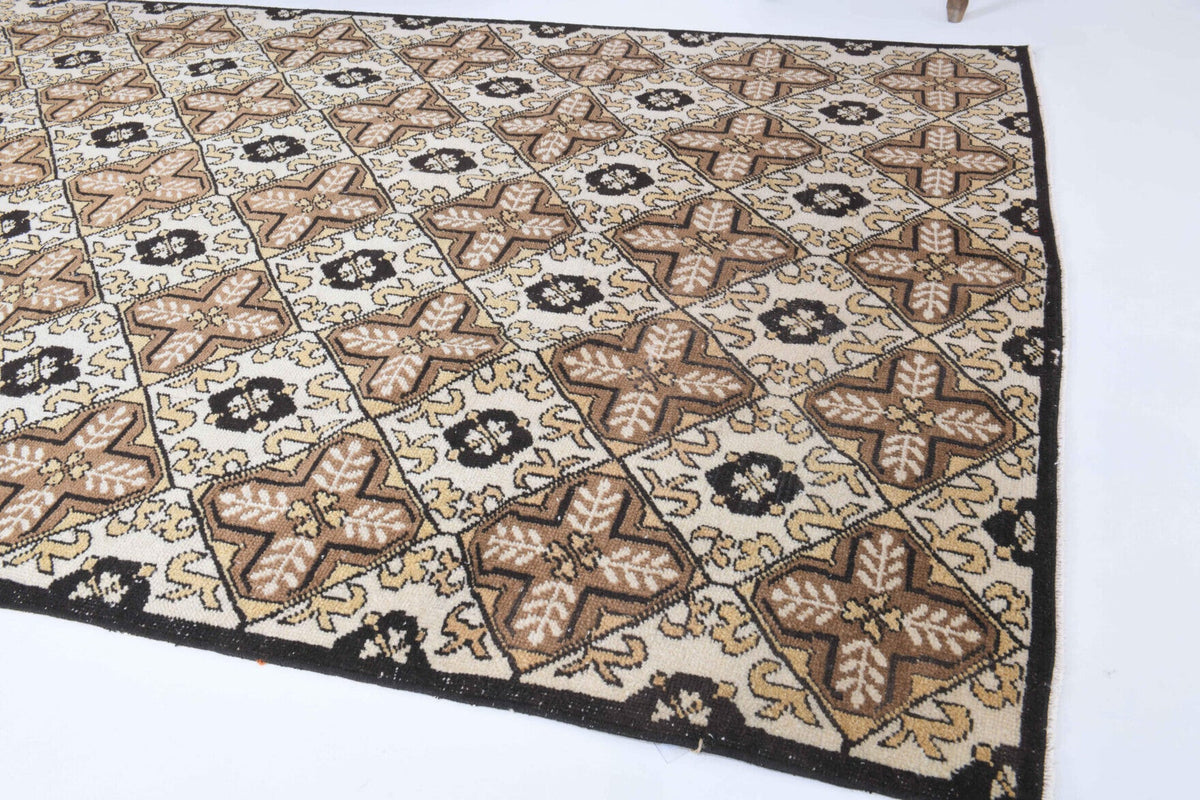 Hereke Ikat Pattern Vintage Area Rug