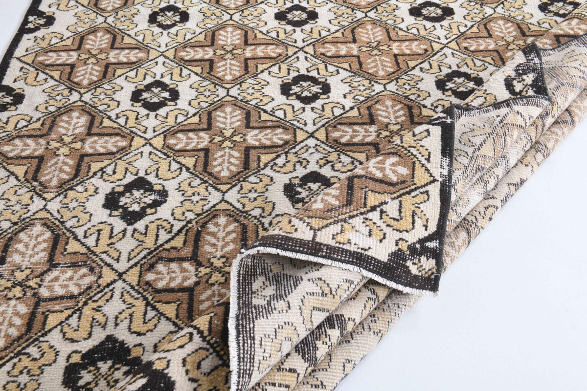 Hereke Ikat Pattern Vintage Area Rug