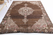 El yapımı vintage halı 196x269 cm oryantal desenli yün - detay görünümü