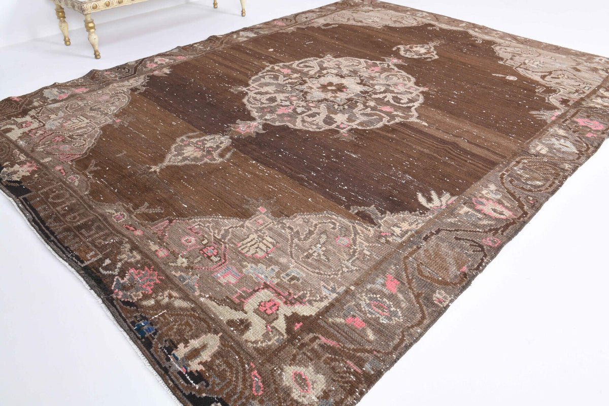 Brown Oushak Vintage Area Rug
