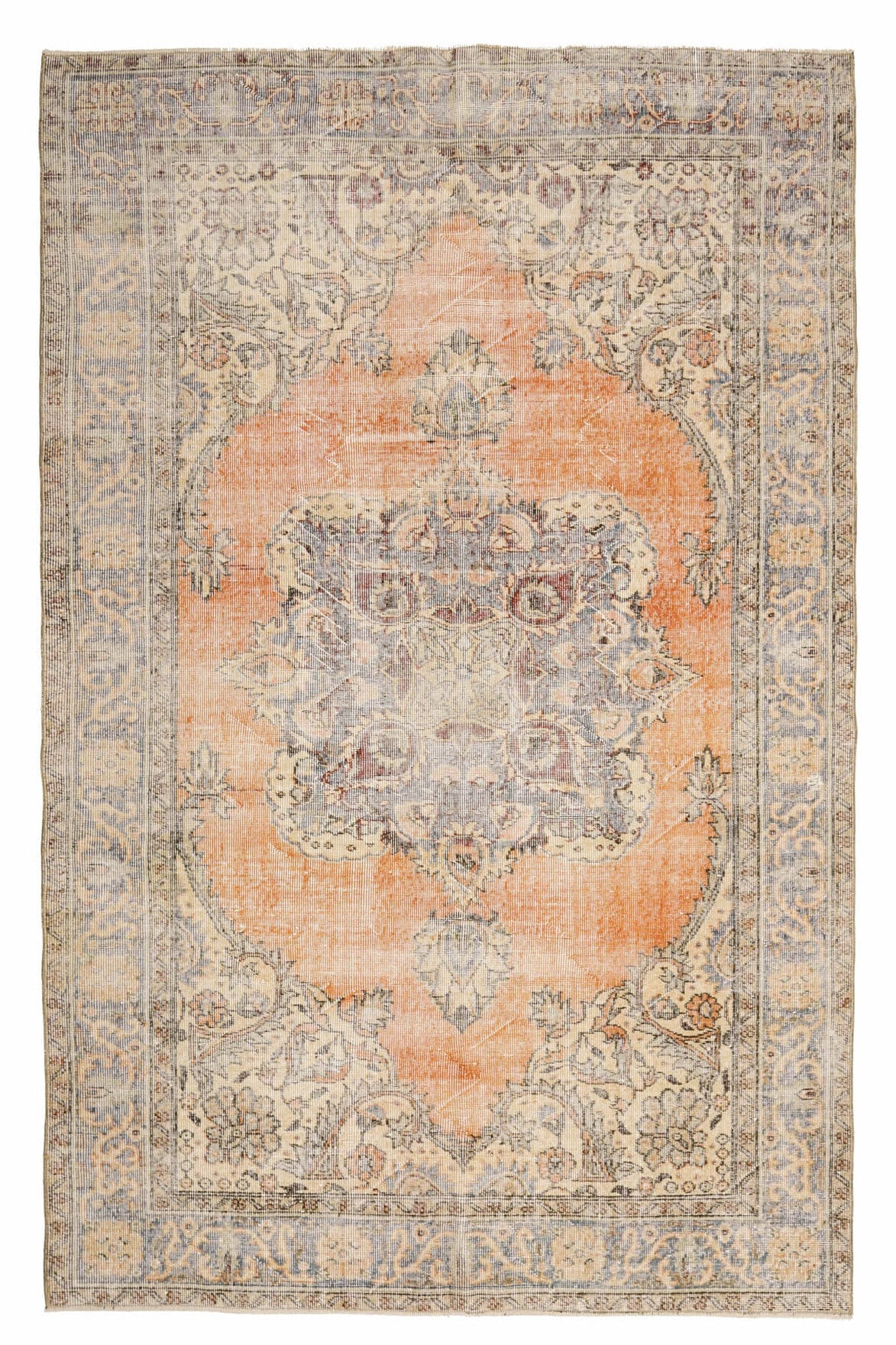 El yapımı vintage halı 183x274 cm oryantal desenli yün - farklı açıdan görünüm